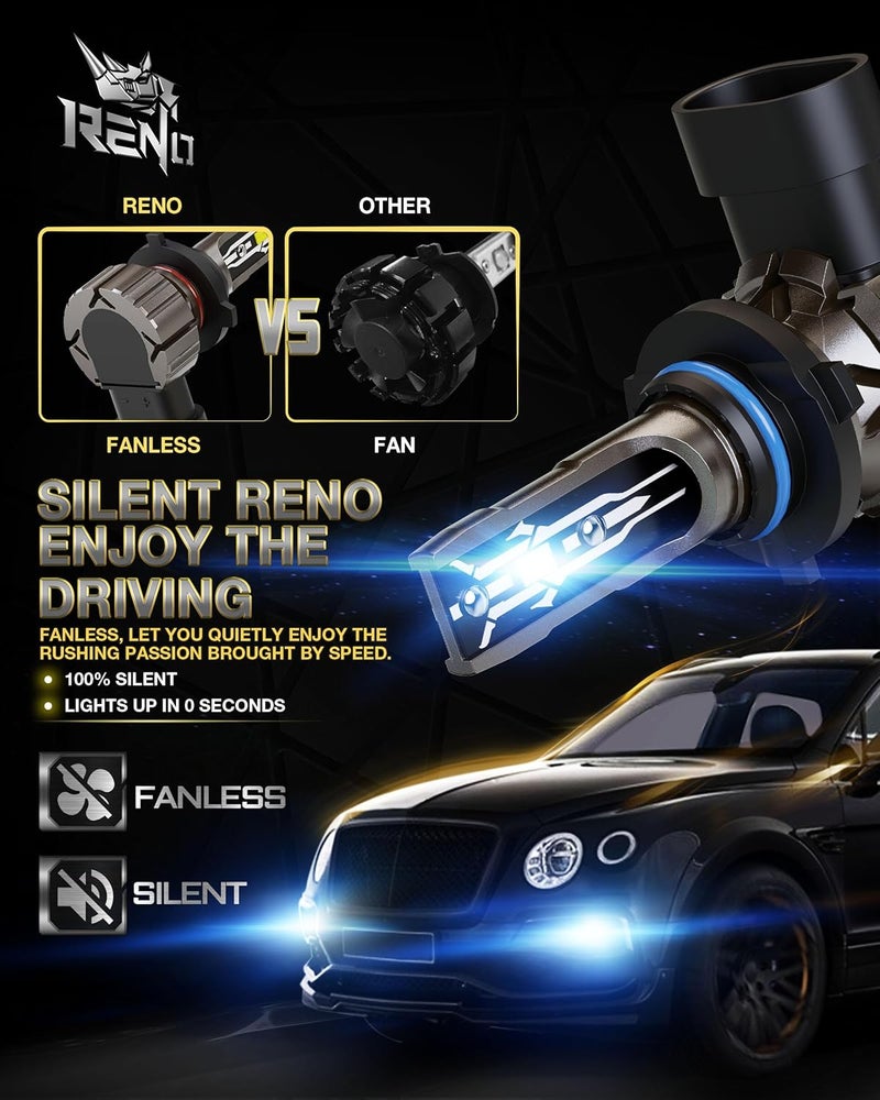 Reno 9005 9006 Bulb Combo, 9005 9006 Fog Bulbs 6500K White 9006 9005 Lights Fanless In Line Plug and Play, Pack of 4 - Image 5